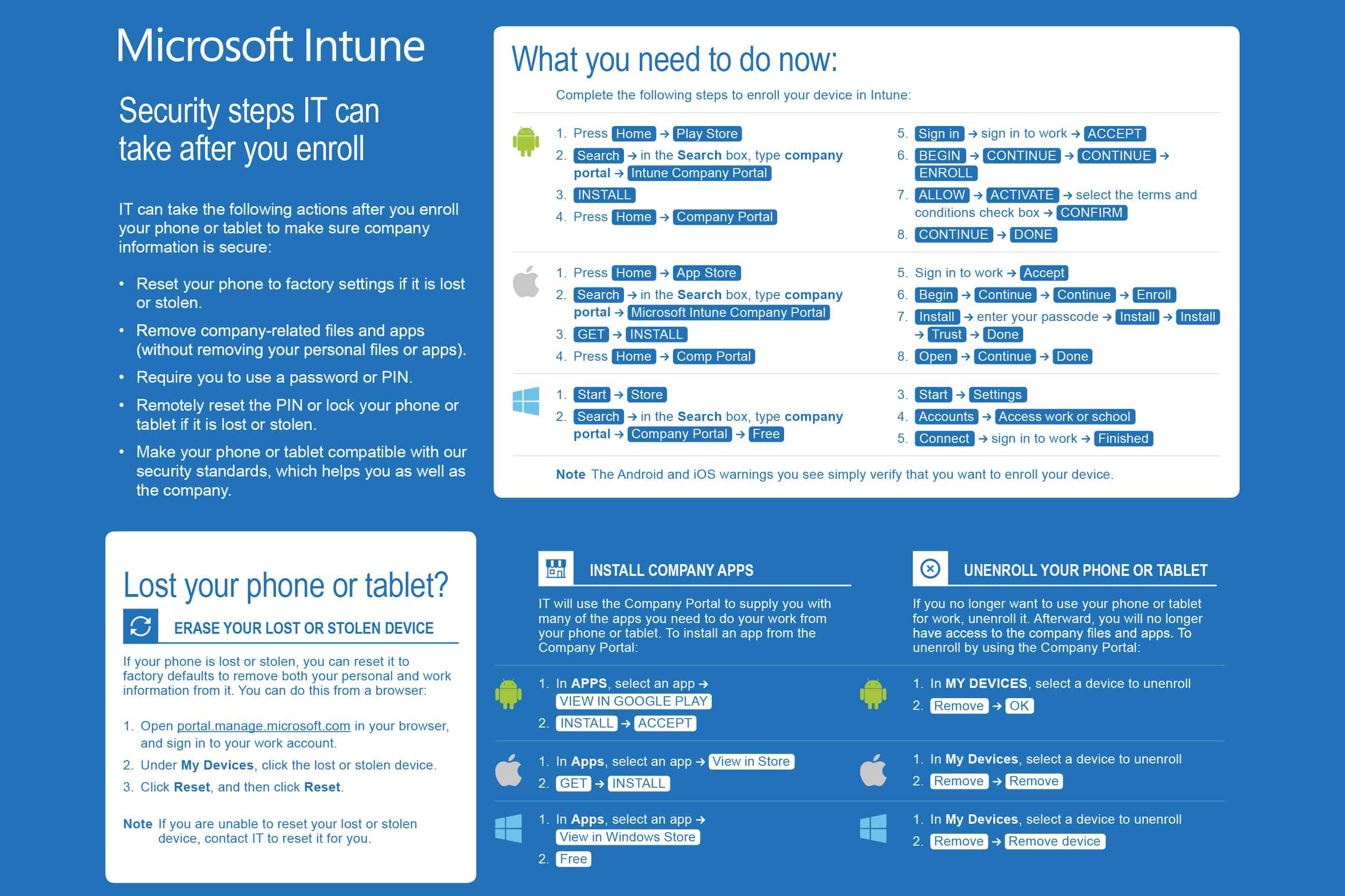 End-user Intune enrollment handout