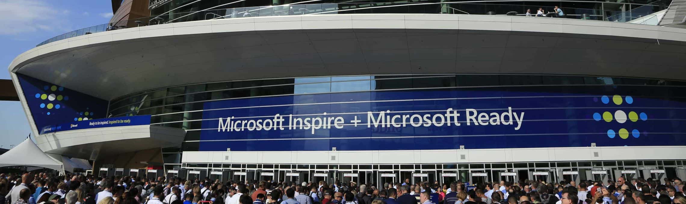Crowd gathering for the 2018 Microsoft Inspire and Ready conferences at the Mandala Bay Convention Center